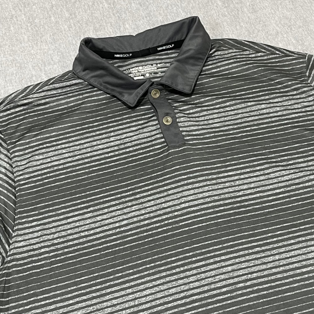 Nike Golf Mens XL Dri-Fit Tour Performance Striped Polo Shirt Grey 585822-021
